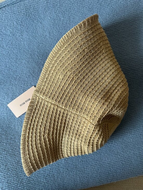 Miu Miu Natural Woven Straw Bucket Hat Embossed Logo With Tag main image 5